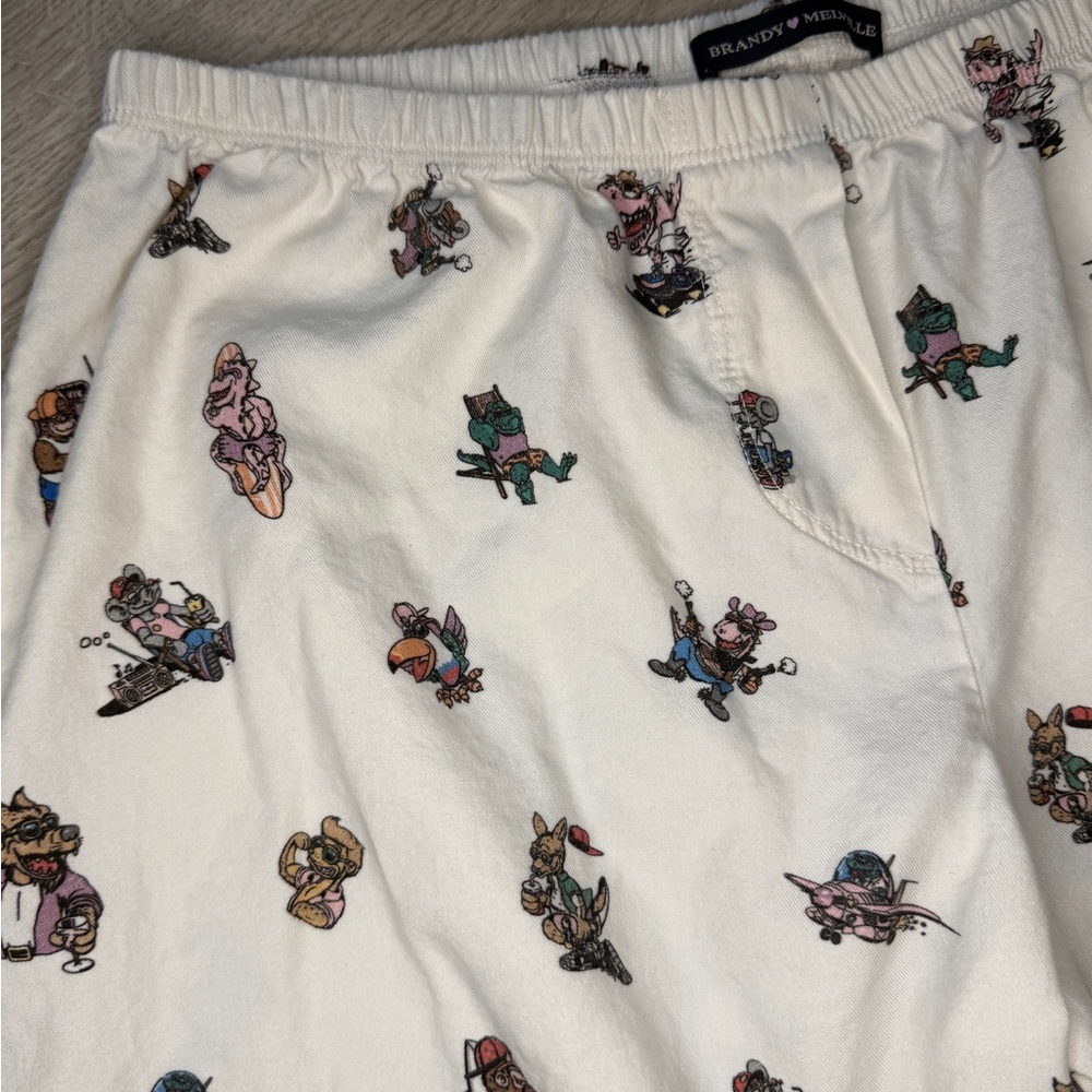 Brandy Melville Cartoon Animal Print Pajama Lounge Pants One Size - Picture 3 of 5